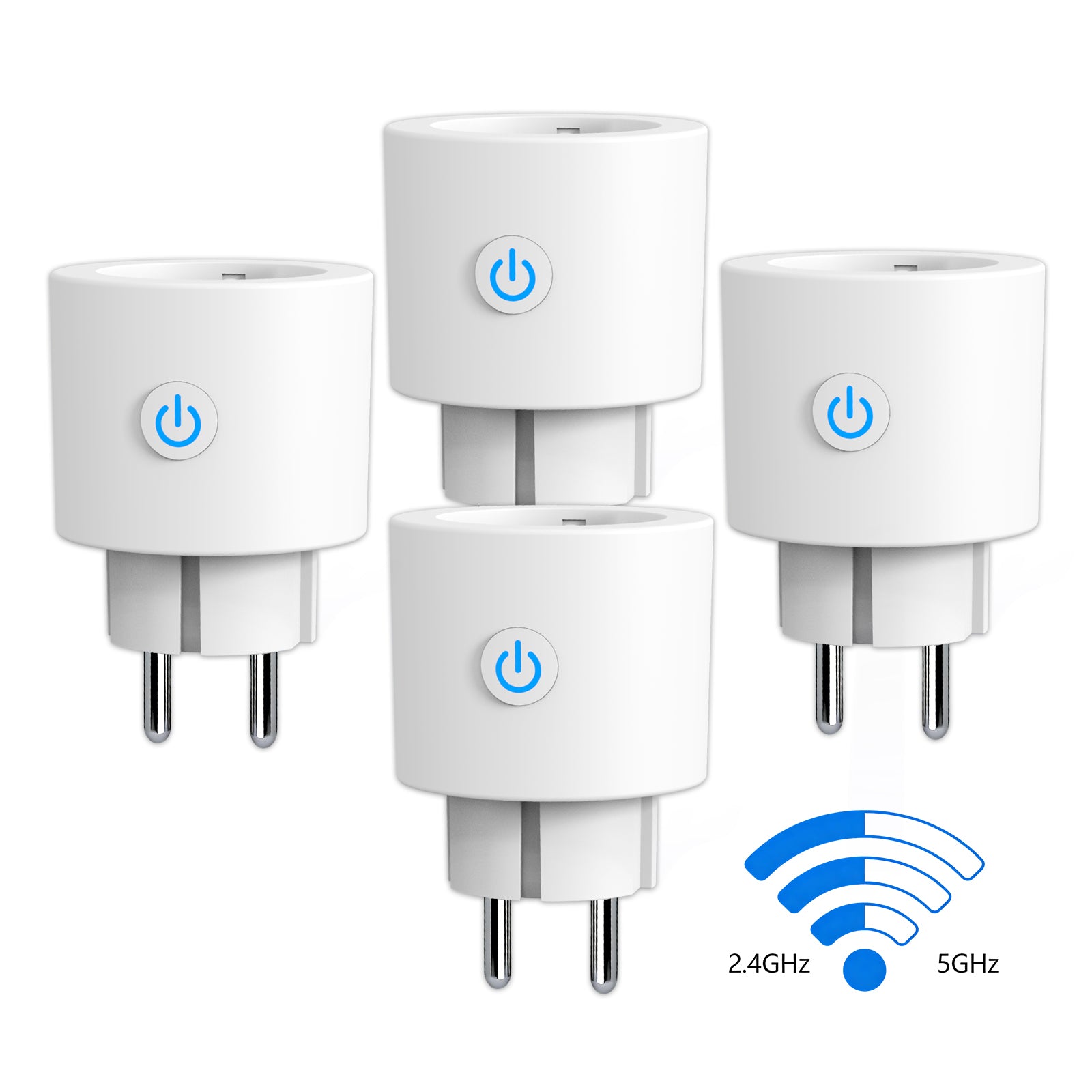 Antela Lot de 4 prises connectées WiFi Alexa 2,4/5 GHz avec mesure de la consommation d'énergie, compatible avec Google Home et application Smart Life