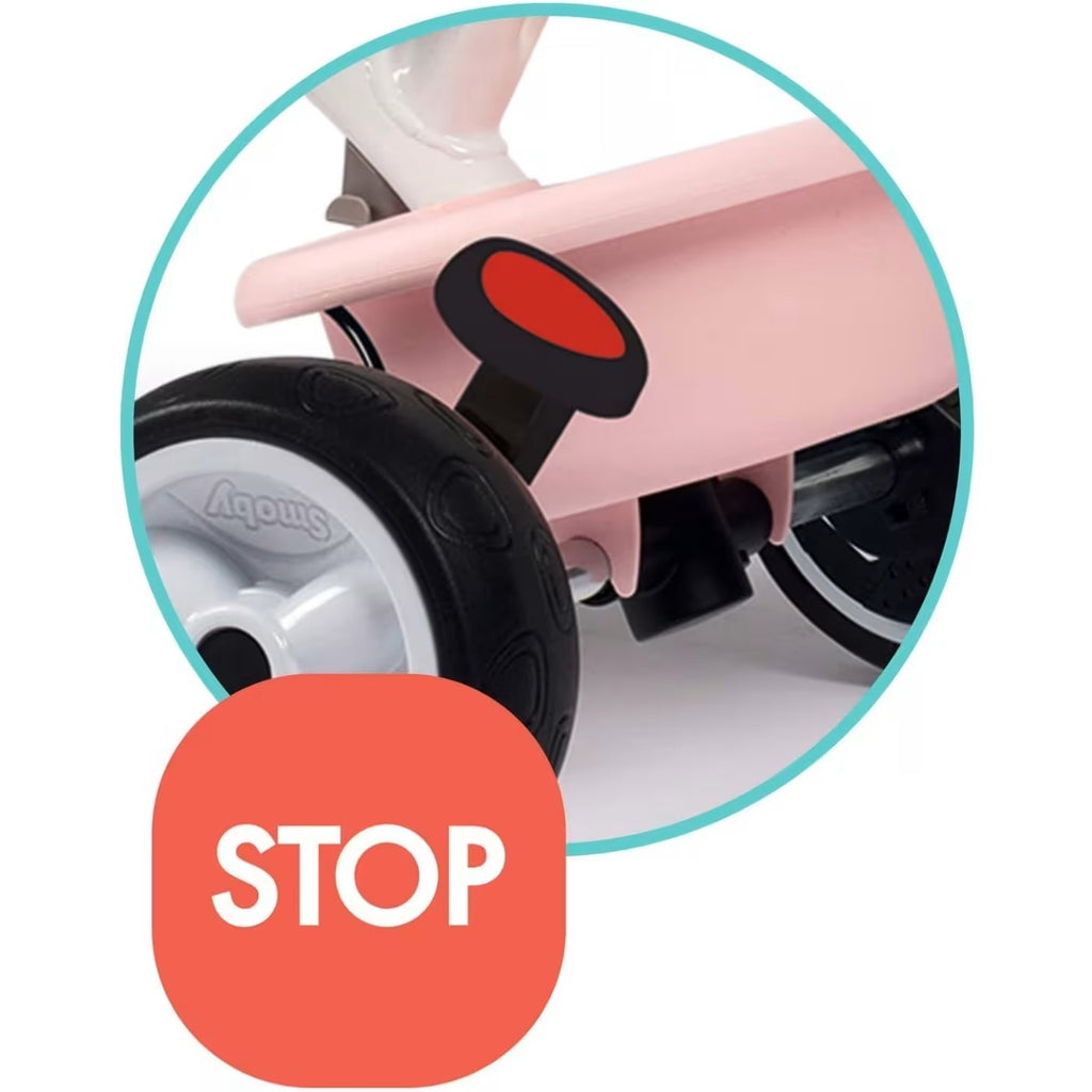Smoby - Tricycle Baby Balade Plus Rose - Vélo Evolutif Enfant Dès 10 Mois - Roues Silencieuses - Frein de Parking - Fabrication Espagnole