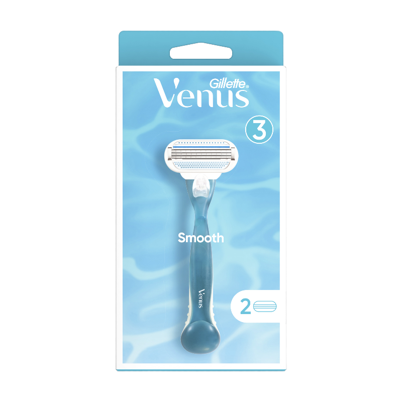Gillette Venus Smooth Rasoir pour femme 1 manche + 2 recharges de lames de rasoir
