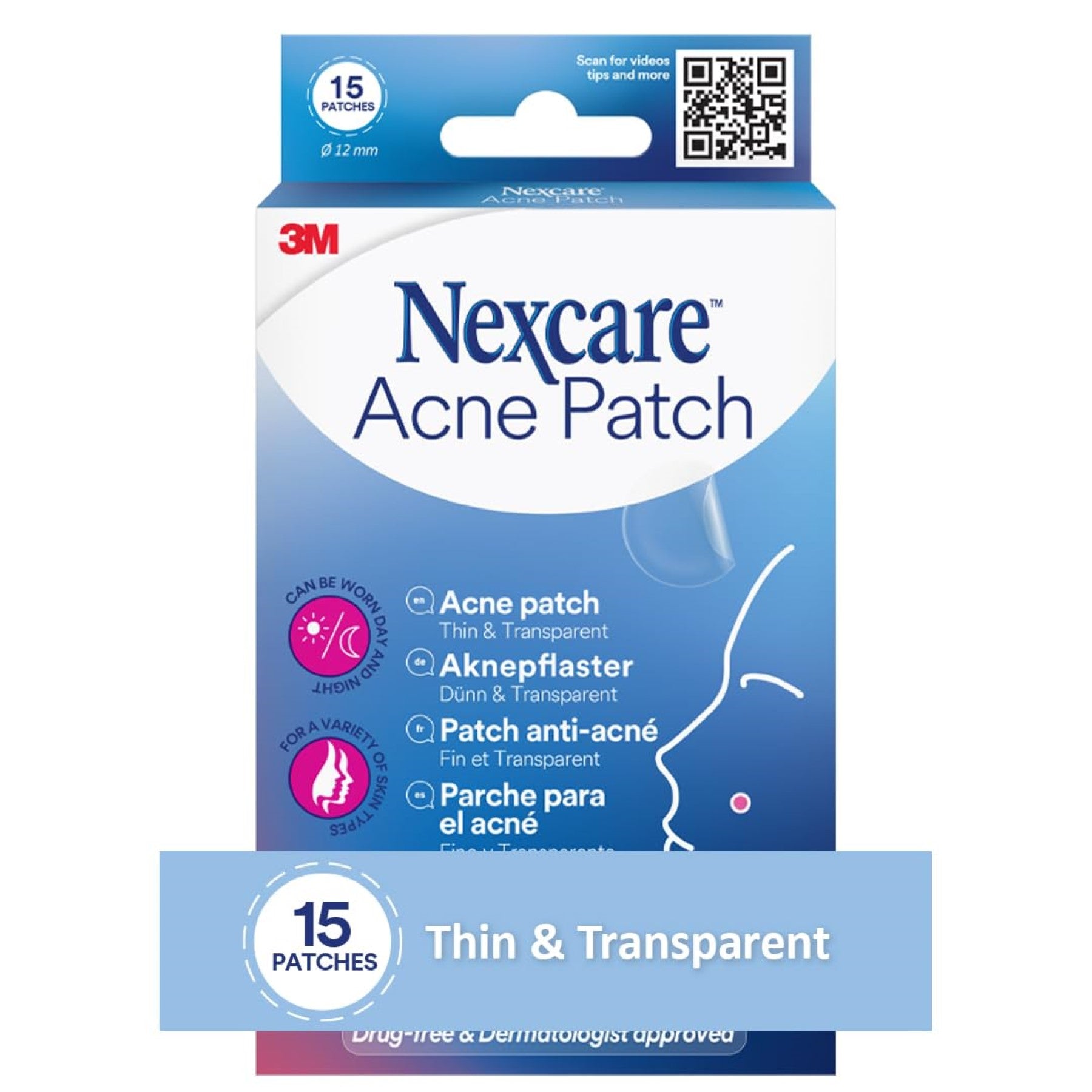 NEXCARE™ Patch anti-acné fin et transparent, 1x15x12 mm, 15/Paquet