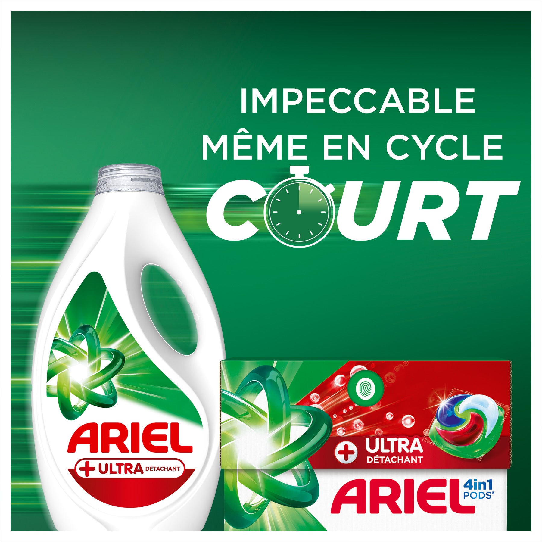 Ariel PODS® 4-en-1 Capsules de lessive + Ultra détachant, 26 doses