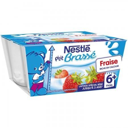 NESTLE P'tit brassé fraîches lactées de 6 mois couplé. 4x100g 400g