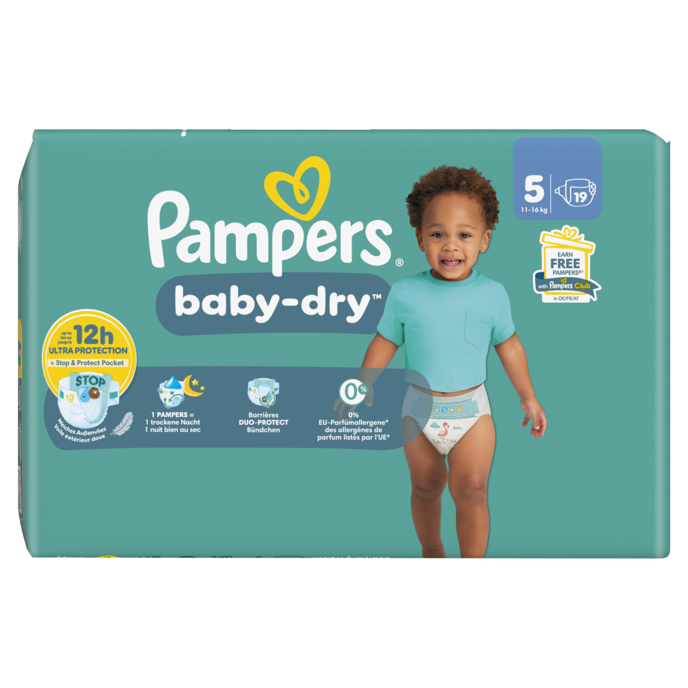 Pampers Baby-Dry, Taille 5, 19 couches