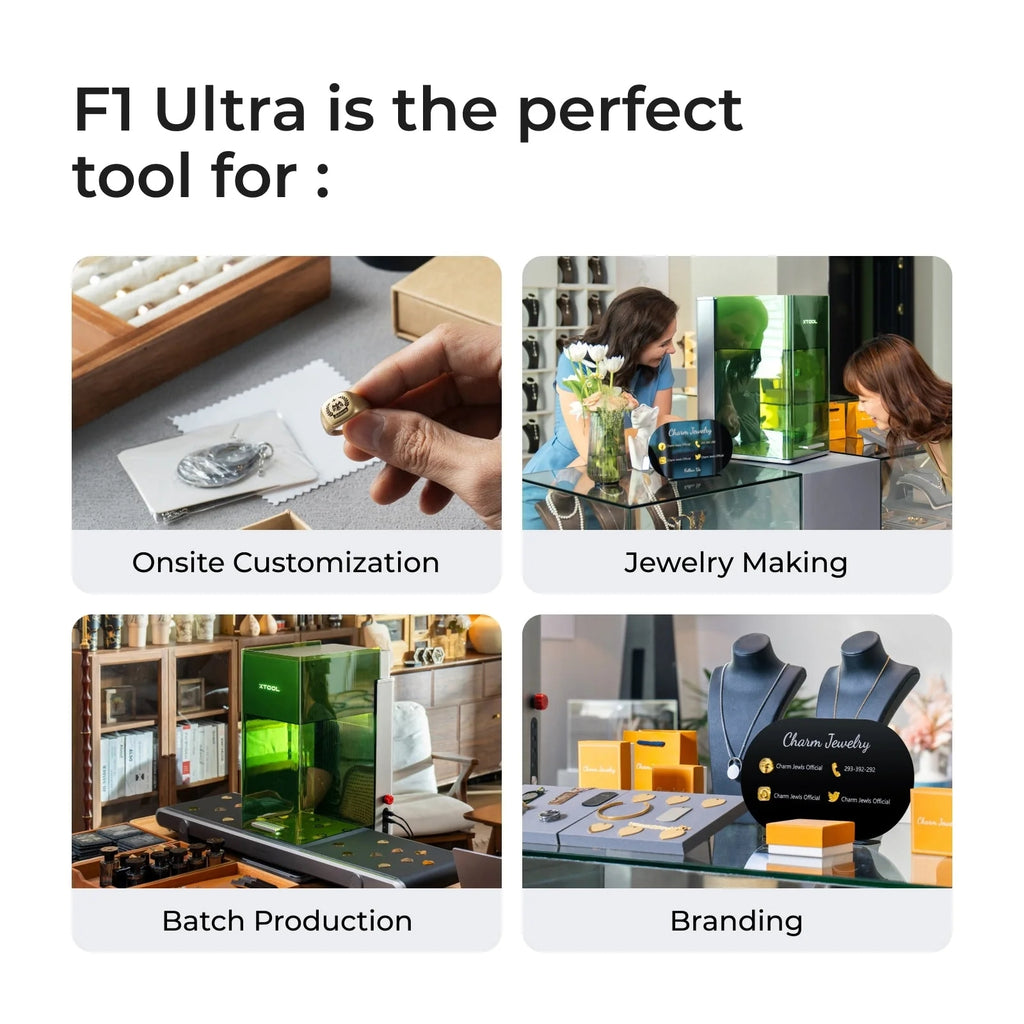 Graveur et Découpeur Double xTool F1 Ultra 20W Fibre et Diode, Vitesse Ultra Rapide 10000mm/s, pour Bijoux, Métal et Bois, avec Caméra Intelligente, Fonction Auto Streamline et Gravure 3D