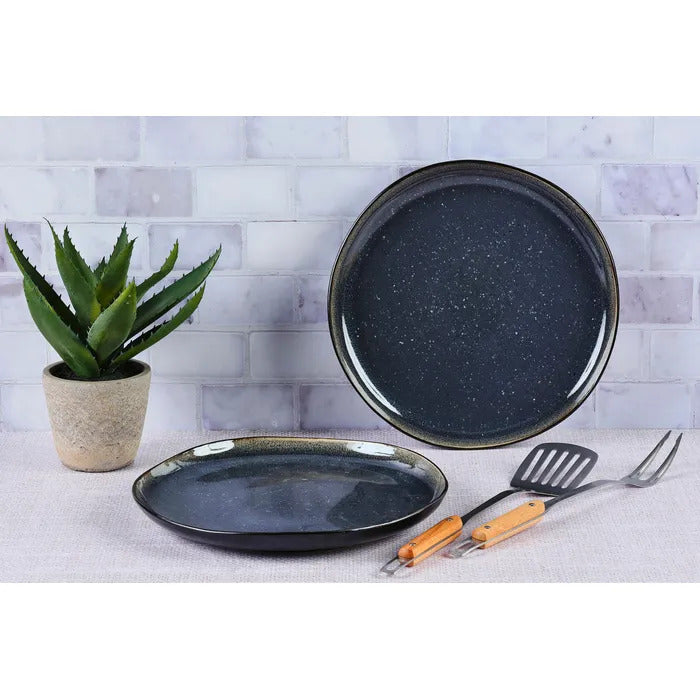 BJÖRN IRIS Lot de 2 plateaux de service bleu nuit - Ø 32 cm
