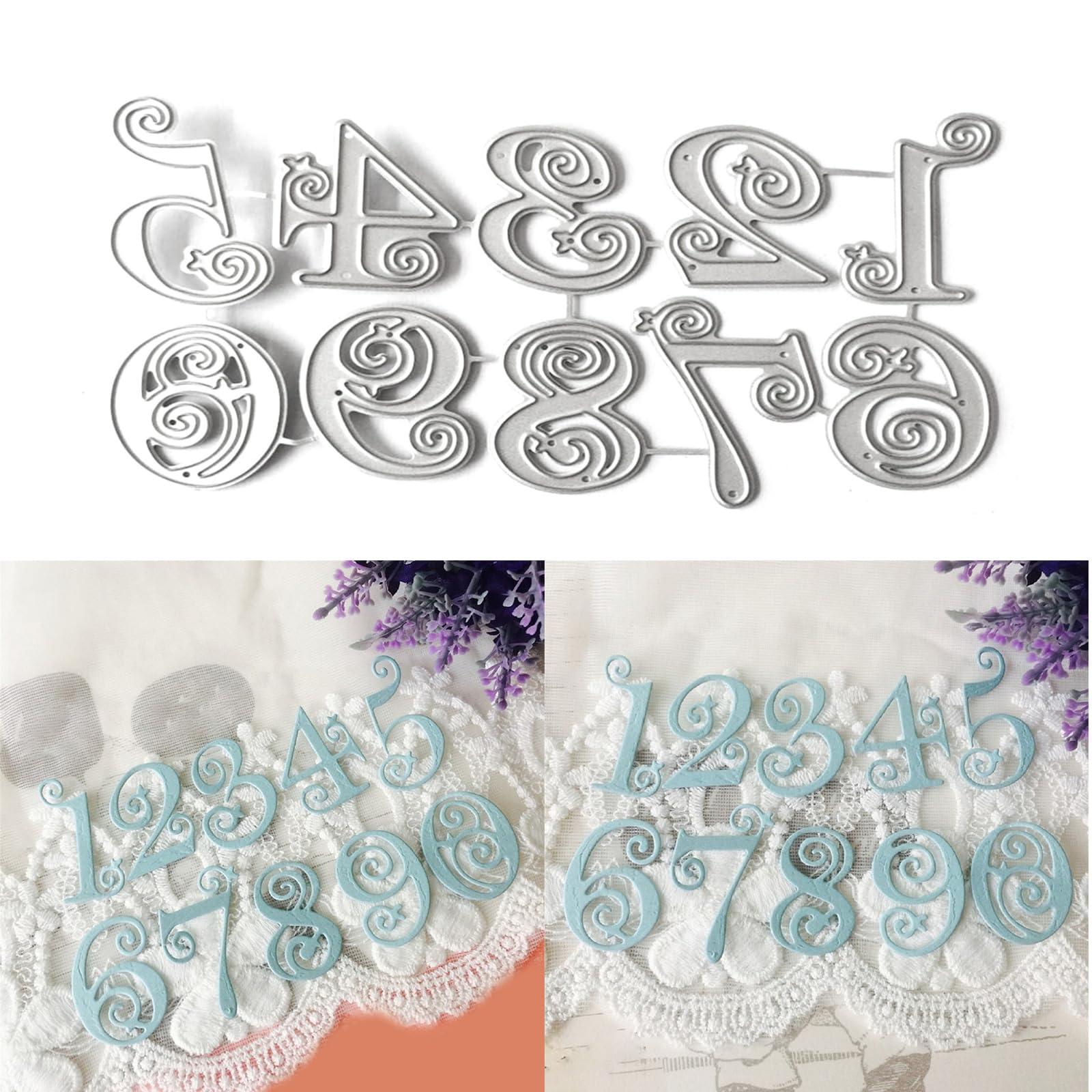 WhereHike Dies de découpe de chiffres Modèles de découpe en acier au carbone Pour la création de cartes Scrapbooking Emballage Papier artisanal Embellissement