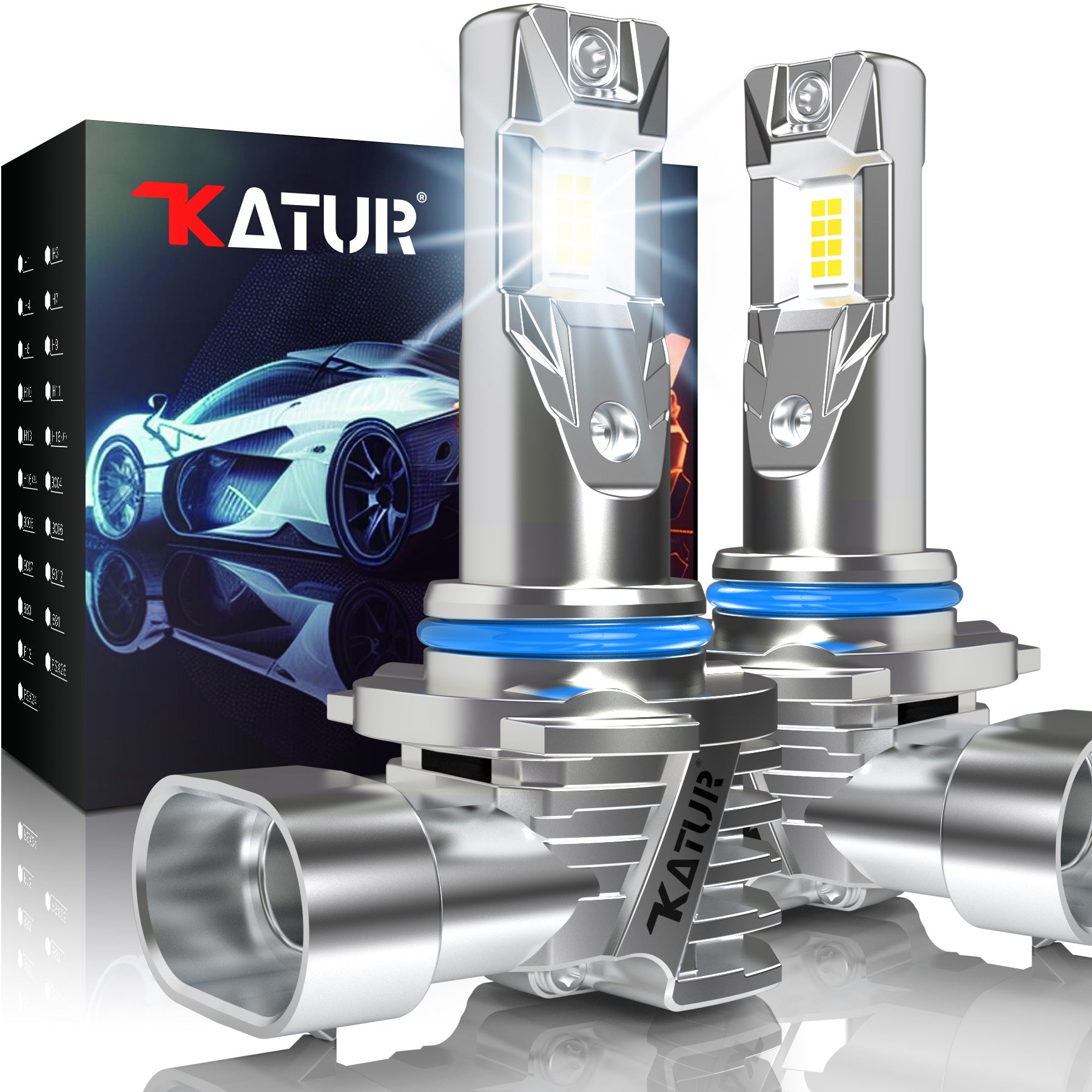 Katur Ampoules de phare LED HIR2 9012 26000 lm 80 W 6000 K blanc sans ventilateur étanches taille mini prêtes à l’emploi lot de 2