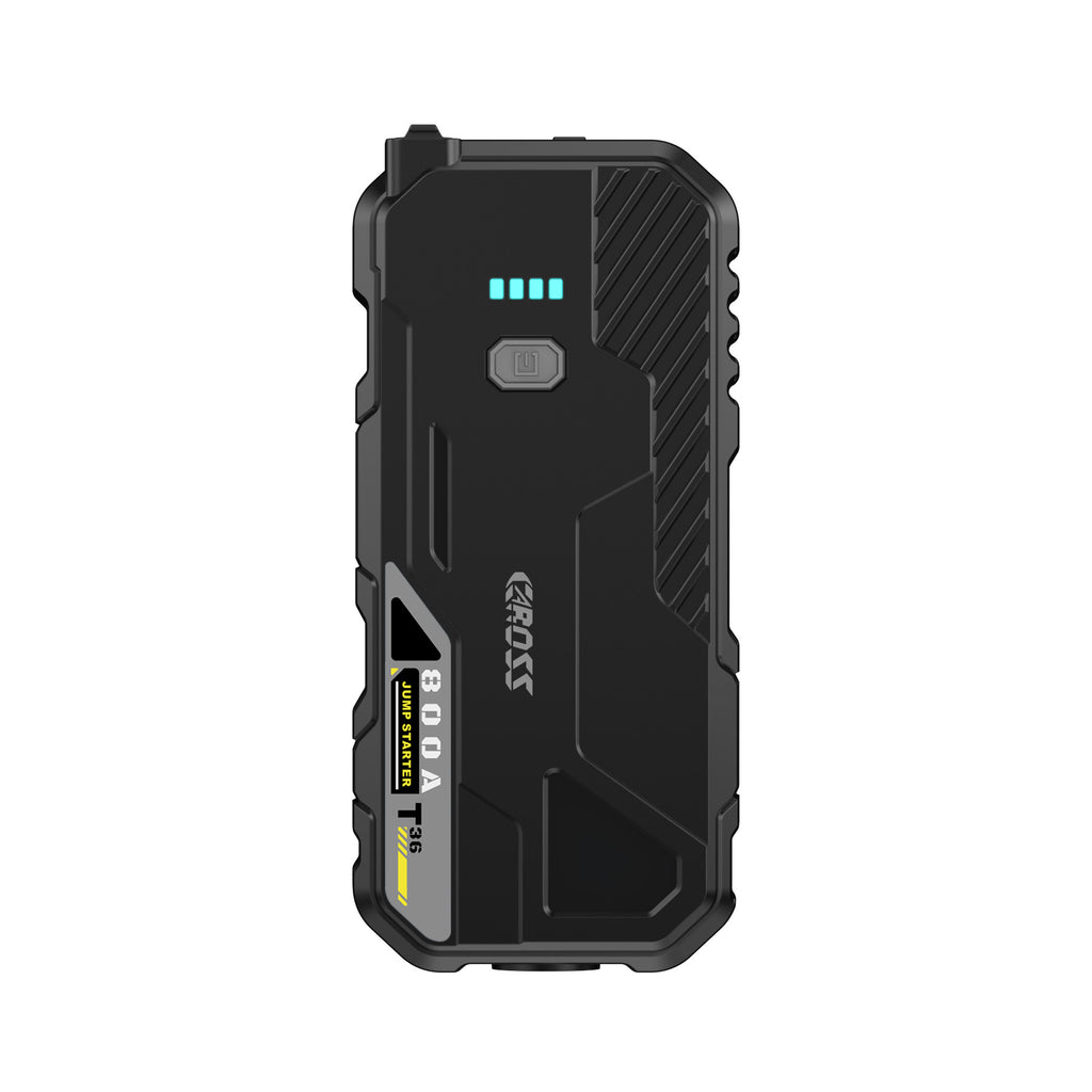 CAROSS Booster de démarrage compact 800 A 12 V, Noir, Batterie lithium 10000 mAh, Protection anti-étincelles et inversion de polarité, Fonction boost, Charge rapide QC 18 W, Étui de protection inclus