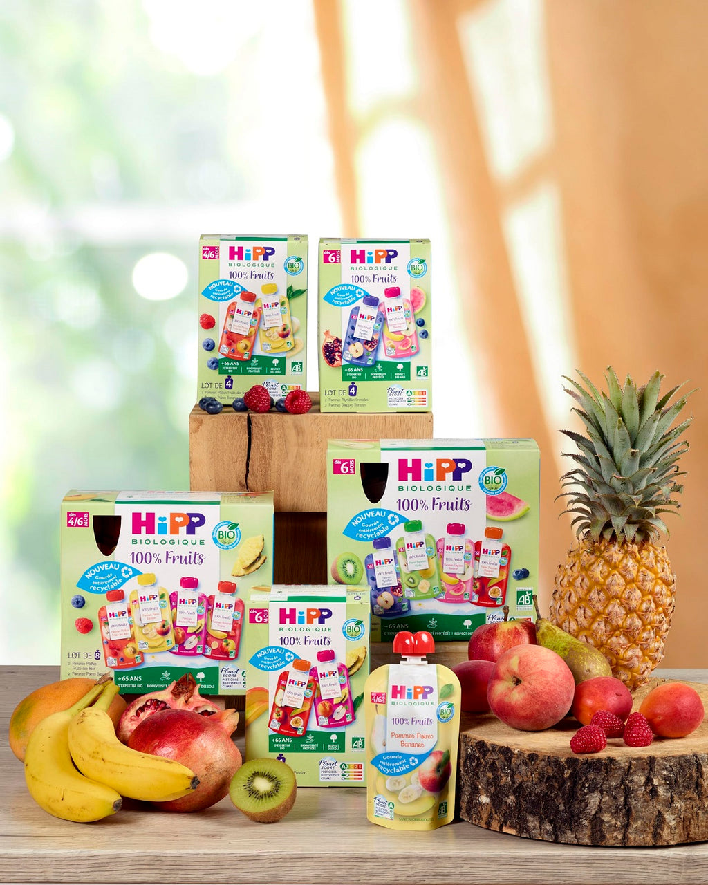 Hipp Gourde de Fruits Bio Pour Bébé Dès 4/6 Mois 4x90 g