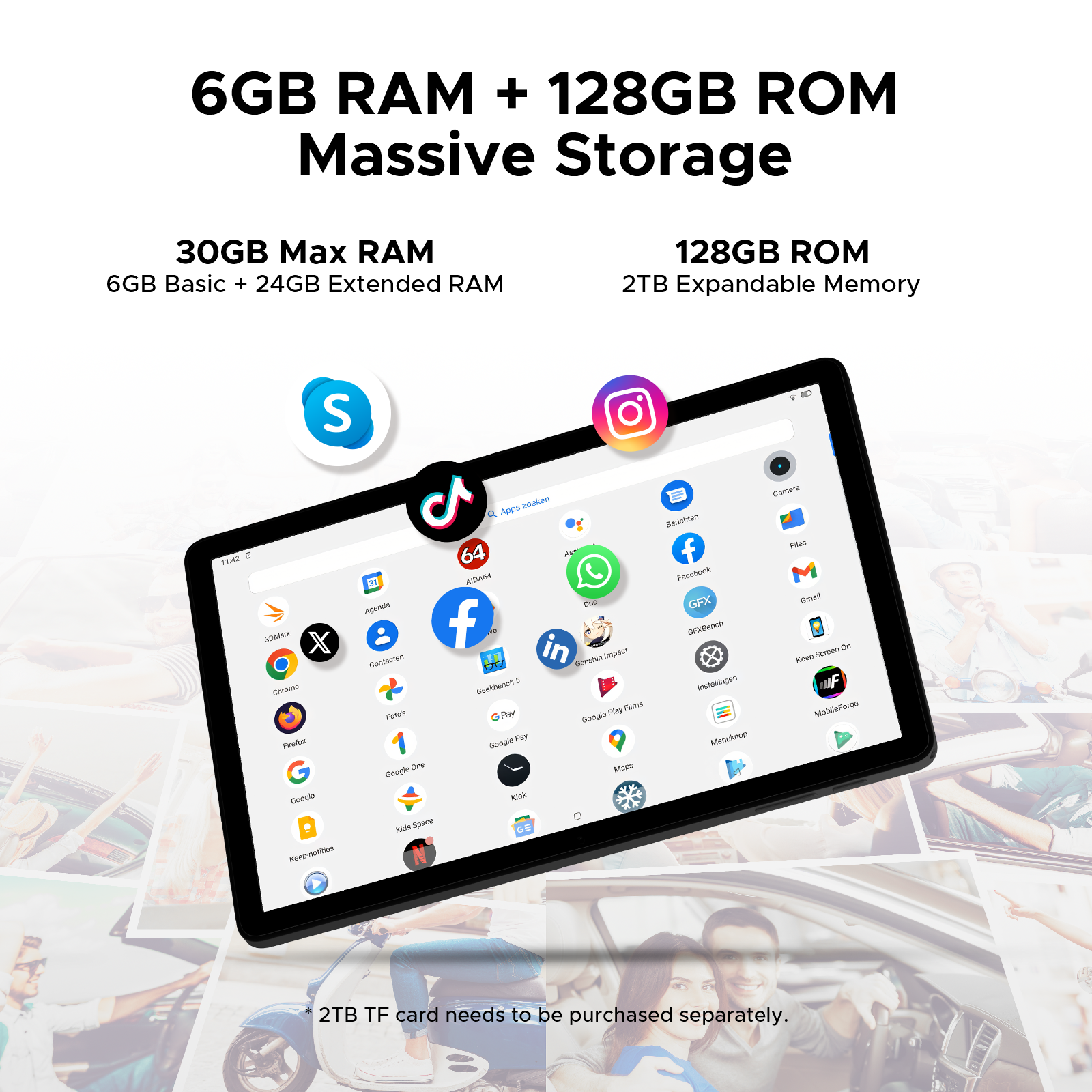DOOGEE Tab A9 Pro+ Tablette Android 15 11 pouces, 30 Go + 128 Go, 2 To, octa-core, écran HD 90 Hz, batterie 8580 mAh, 5G Wi‑Fi, Widevine L1