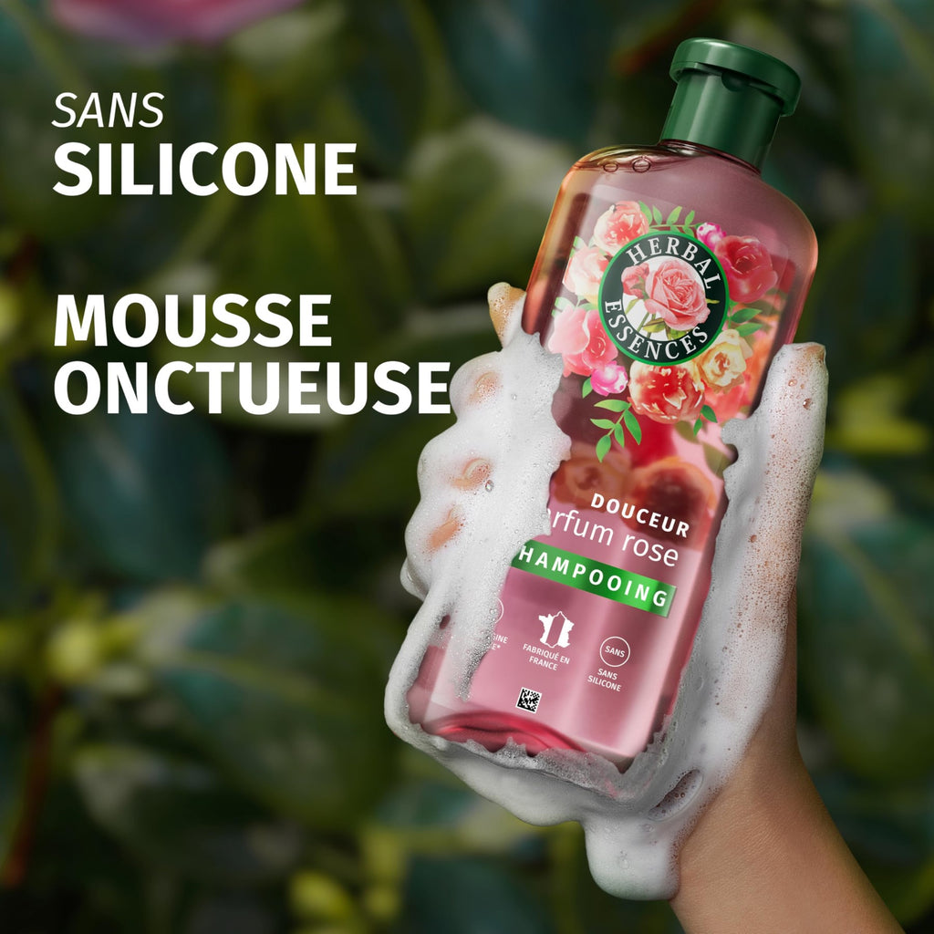 Herbal Essences Routine Douceur Parfum Rose avec Shampooing 250 ml, Après-Shampooing 200 ml, Masque 500 ml Et Spray Tout-en-Un Léger 145 ml
