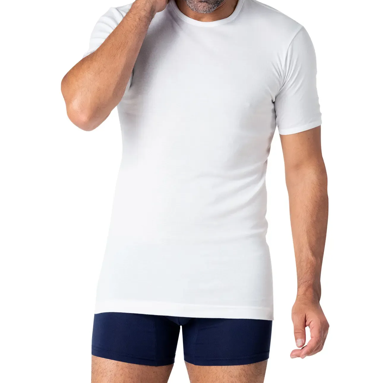 EMINENCE T-shirt à col rond coton pur premium, blanc, XL