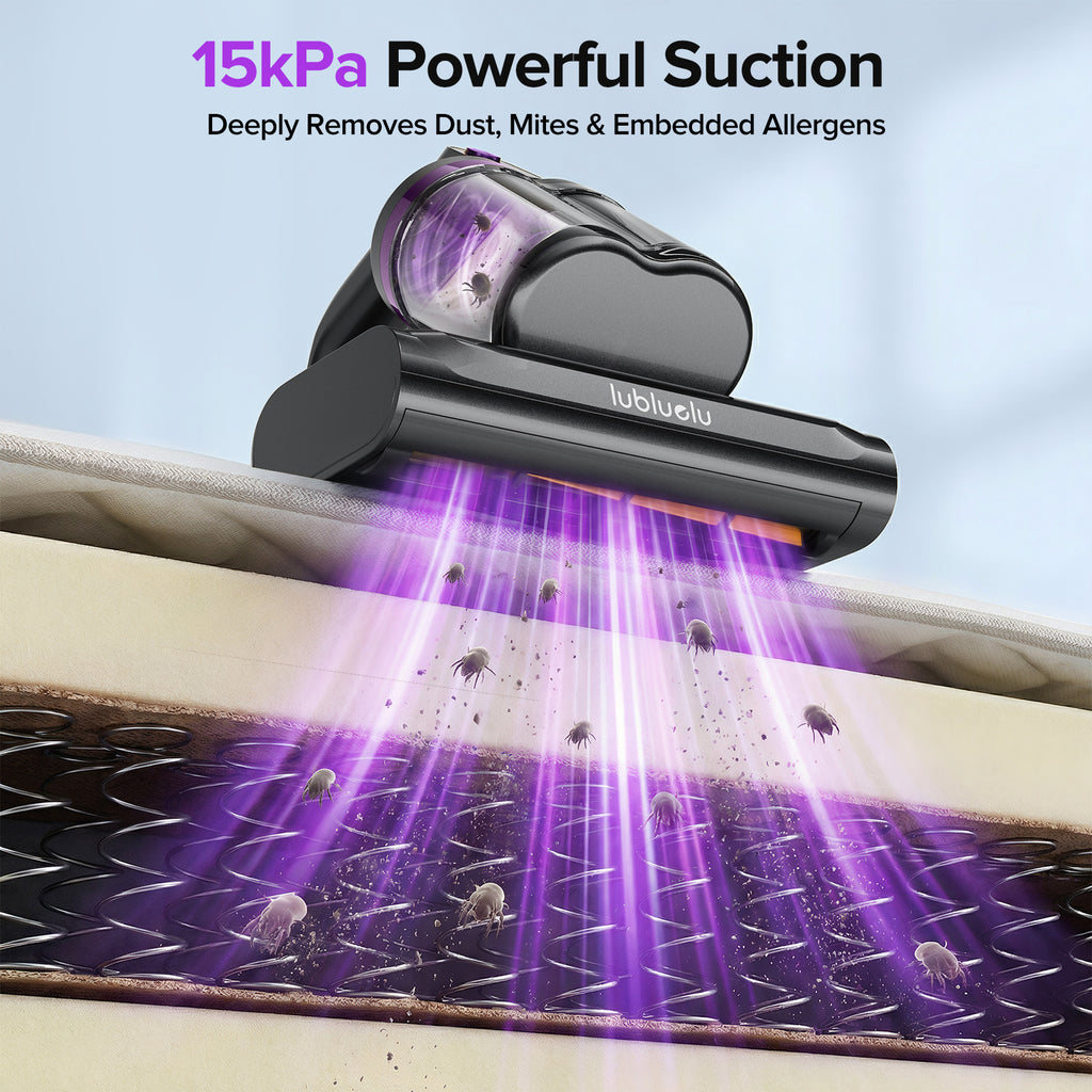 Lubluelu Aspirateur matelas UV anti-acariens CM208 aspiration 15 kPa séchage à l'air chaud 55 °C