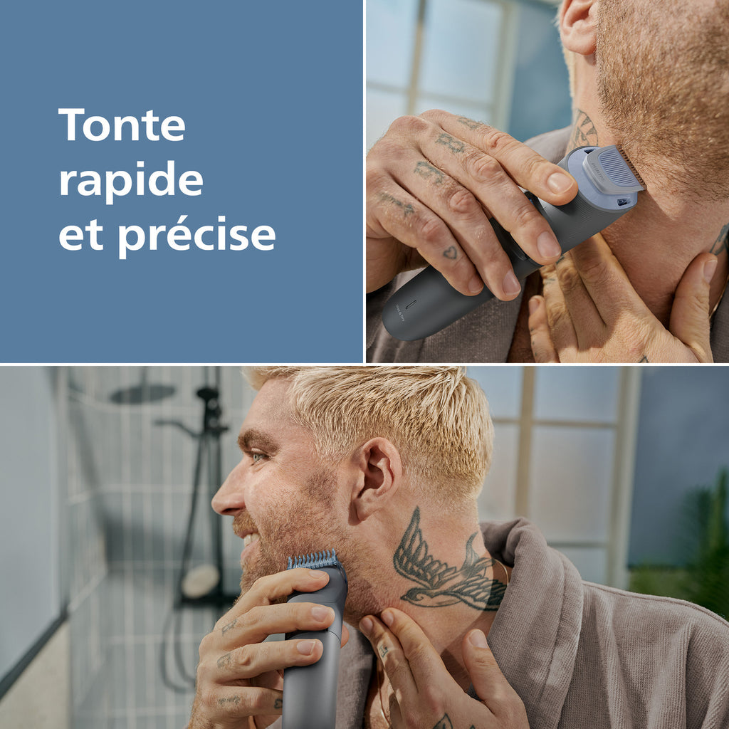 Philips Beard Trimmer Series 3000 BT3619/15 - Tondeuse à Barbe Rechargeable - 20 Hauteurs de Coupe - Lift & Trim - 100 % Étanche - Noir