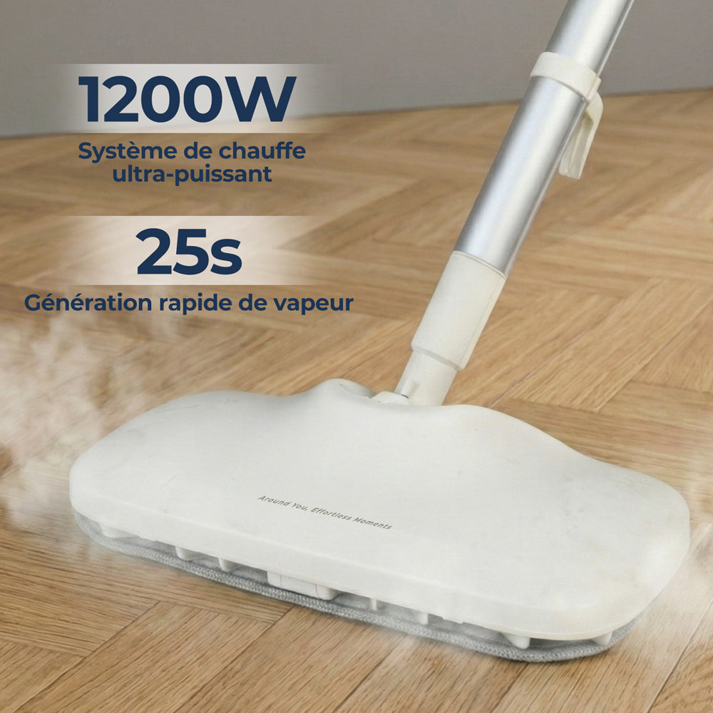 Rouny Balai vapeur 2 en 1 et nettoyeur vapeur à main, 1200 W, Pression de vapeur de 3 bars, Chauffe en 25 s, Cordon de 6 m, 5 accessoires pour le nettoyage des sols, fenêtres et cuisine, STEAMO X