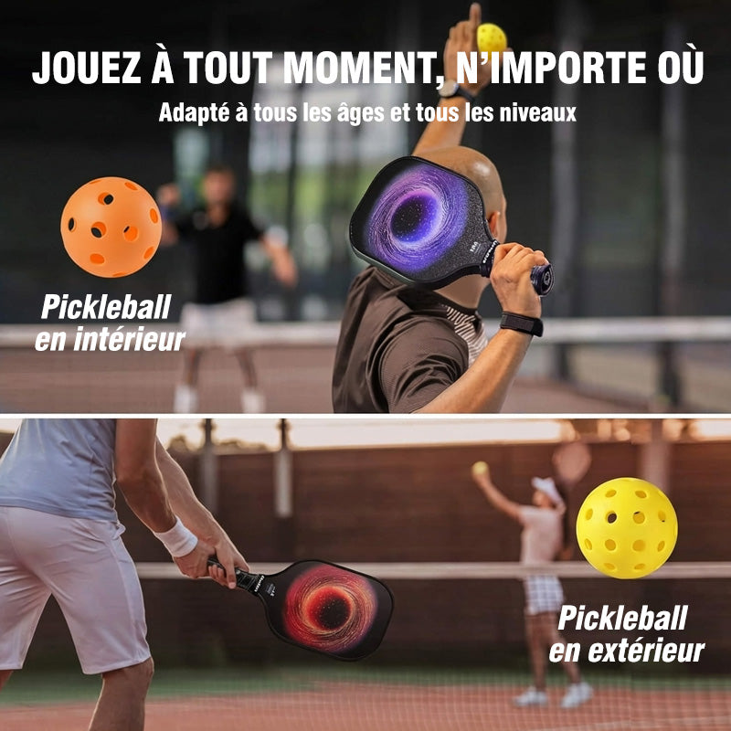 NIUPIPO Lot de 2 raquettes de pickleball en fibre de verre, noyau en nid d’abeille en polypropylène, certifié USAPA, conception légère, prise en main confortable