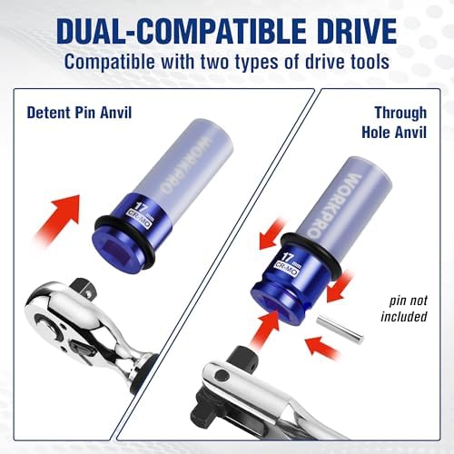 WORKPRO Tête de douille Dr. 1/2" x 17 mm bleu avec anse en caoutchouc