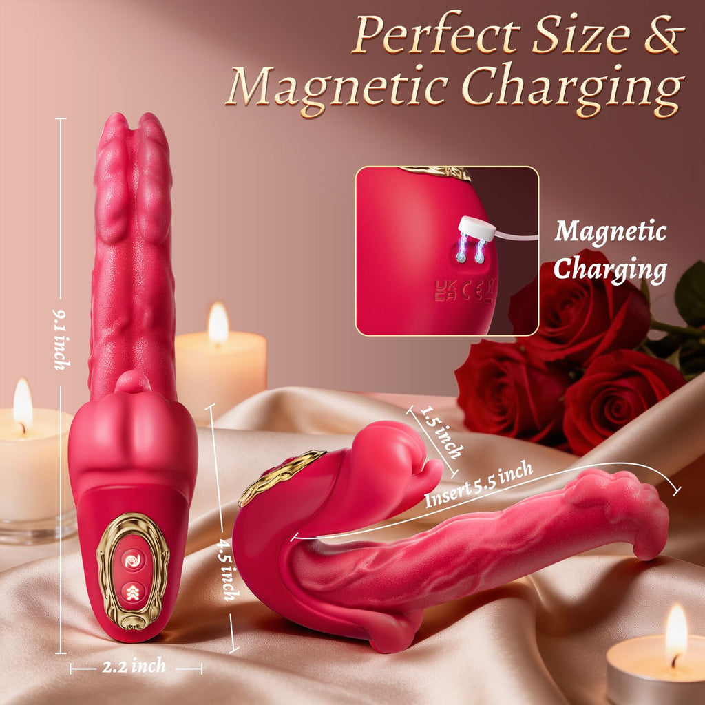 AAV Rabbit Vibromasseur 5-en-1 pour Femme, Stimulateur Clitoridien & Point G avec 8 Modes Léchage et 8 Modes Poussée, Sextoy Rechargeable, Étanche & Silencieux, Jouet Adulte pour Femme et Couple