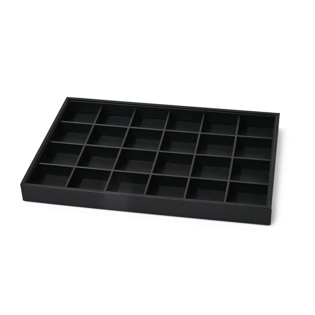 Oirlv Plateau de présentation en cuir PU, organisateur de bijoux noir, présentoir pour bagues, boucles d'oreilles, colliers et bracelets, accessoires de présentation et de rangement