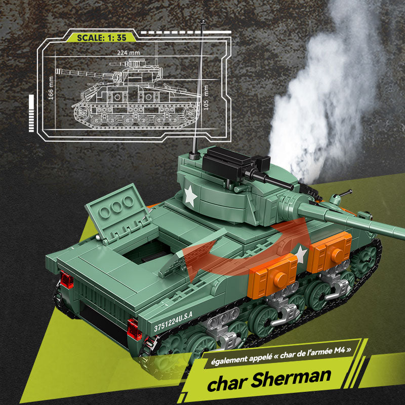 CAYI M4 Tank Sherman 740 Pièces Ensemble de Blocs de Construction pour Bricoleurs