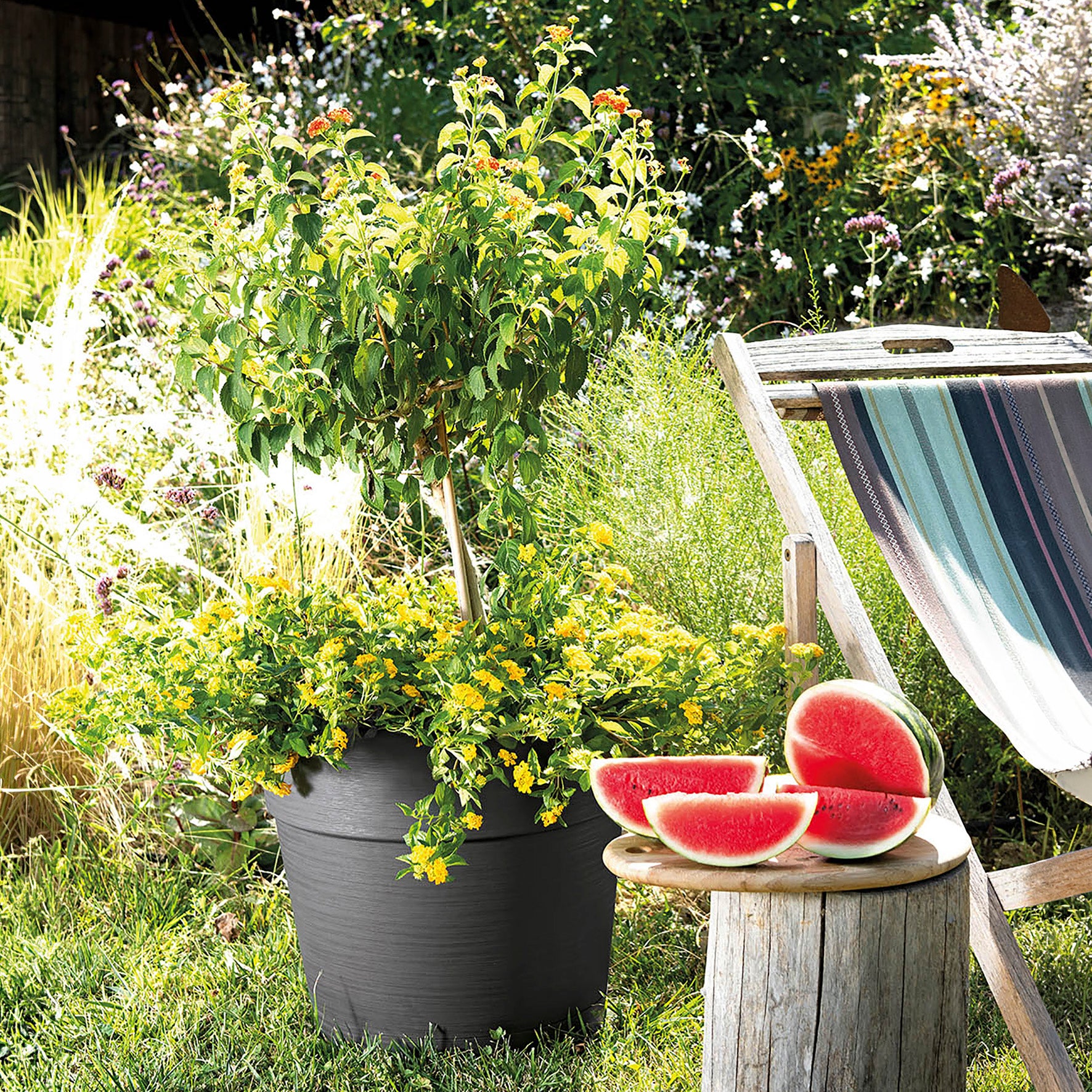 Deroma Vase Save R Anthracite Avec réserve d'eau 48 cm