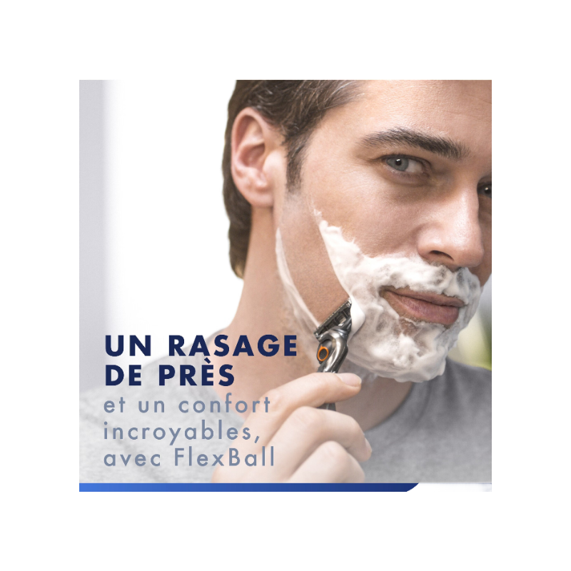 Gillette Rasoir Homme Proglide, avec 1 Recharge, Noir | Manche Reutilisable, Tête Flexible à 5 Lames, Bande Lubrifiante x2, 1Cartouche Jusqu’à 30 Rasages