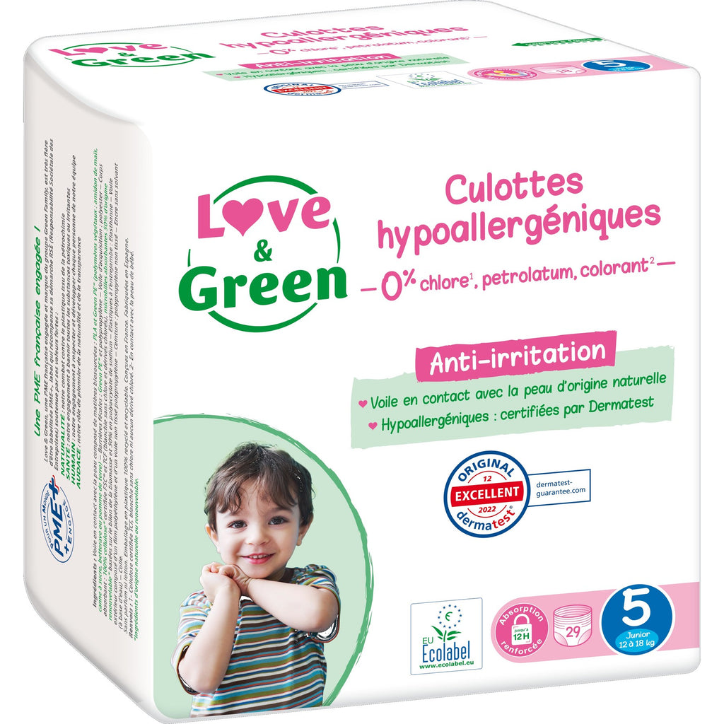 LOVE & GREEN Couches-Culottes Taille 5 12-18kg Hypoallergéniques x 29