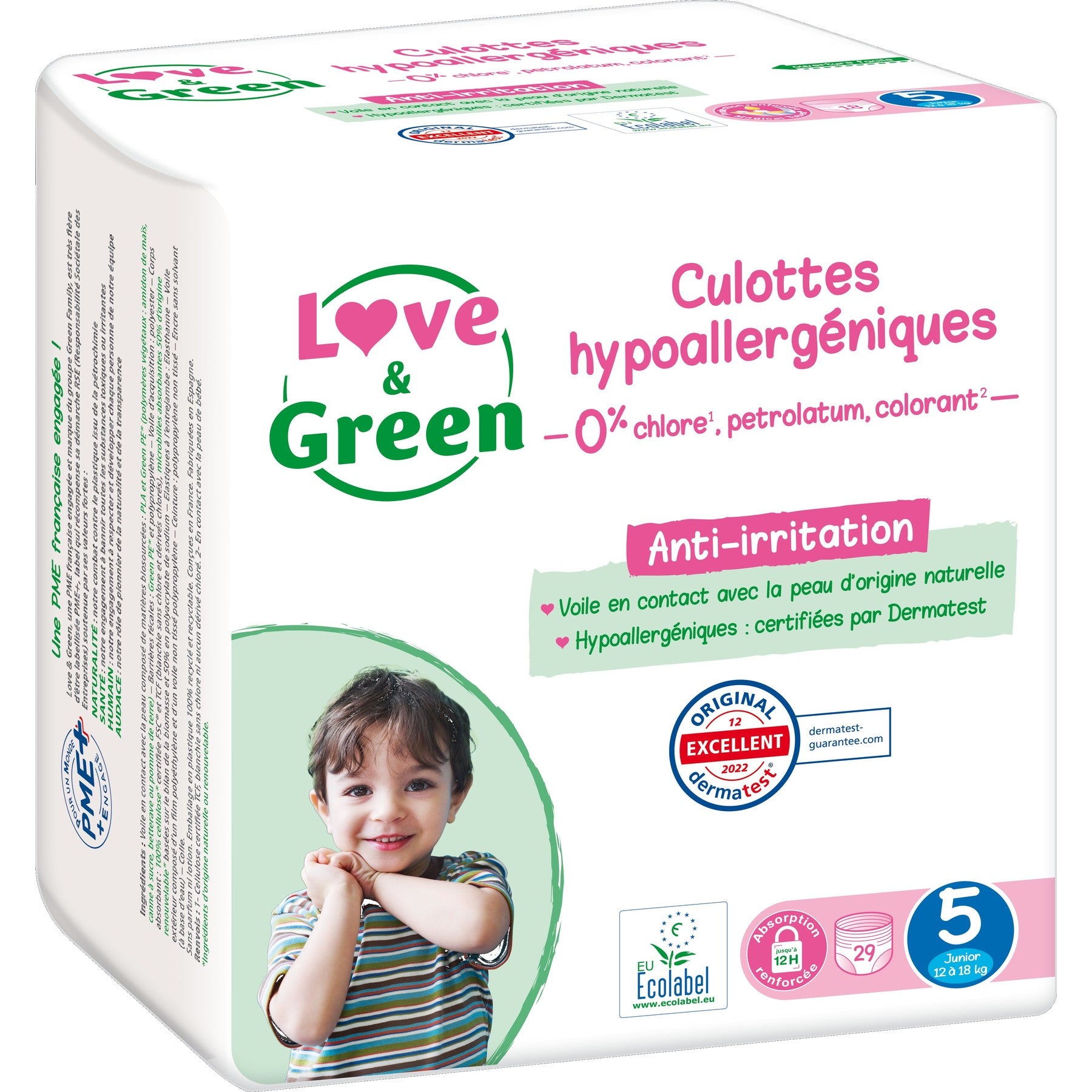 LOVE & GREEN Couches-Culottes Taille 5 12-18kg Hypoallergéniques x 29