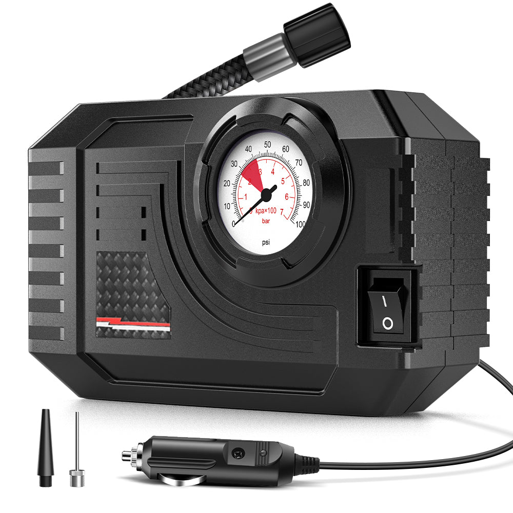 Carsun Mini pompe à air portable pour voitures, motos et vélos avec manomètre mécanique de pression des pneus