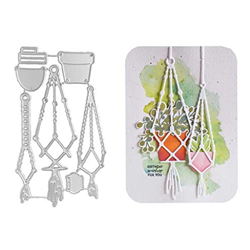 WhereHike Tampon pour scrapbooking, Pot de fleurs suspendu, Matrice de découpe en métal, Pochoir, Gabarit pour papier carte album de scrapbooking