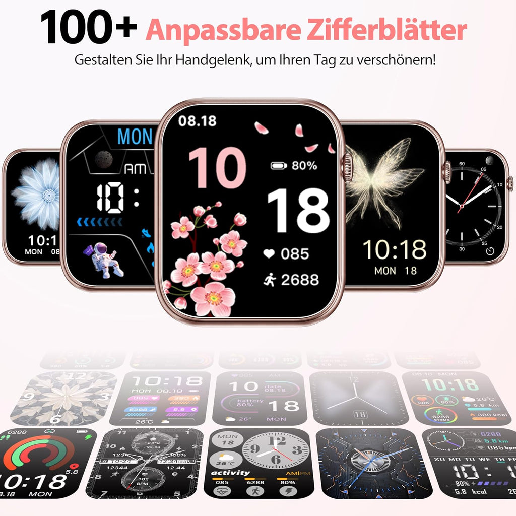 OUKITEL V3 Montre Connectée Rose-1,83" HD homme femme appel Bluetooth IP68 SpO2 cardio 100+ modes sportifs Android iOS