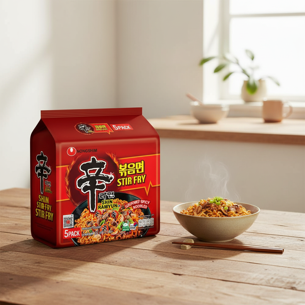 Nongshim Shin Ramyun Nouilles instantanées épicées à sauter - 5 x 130 g