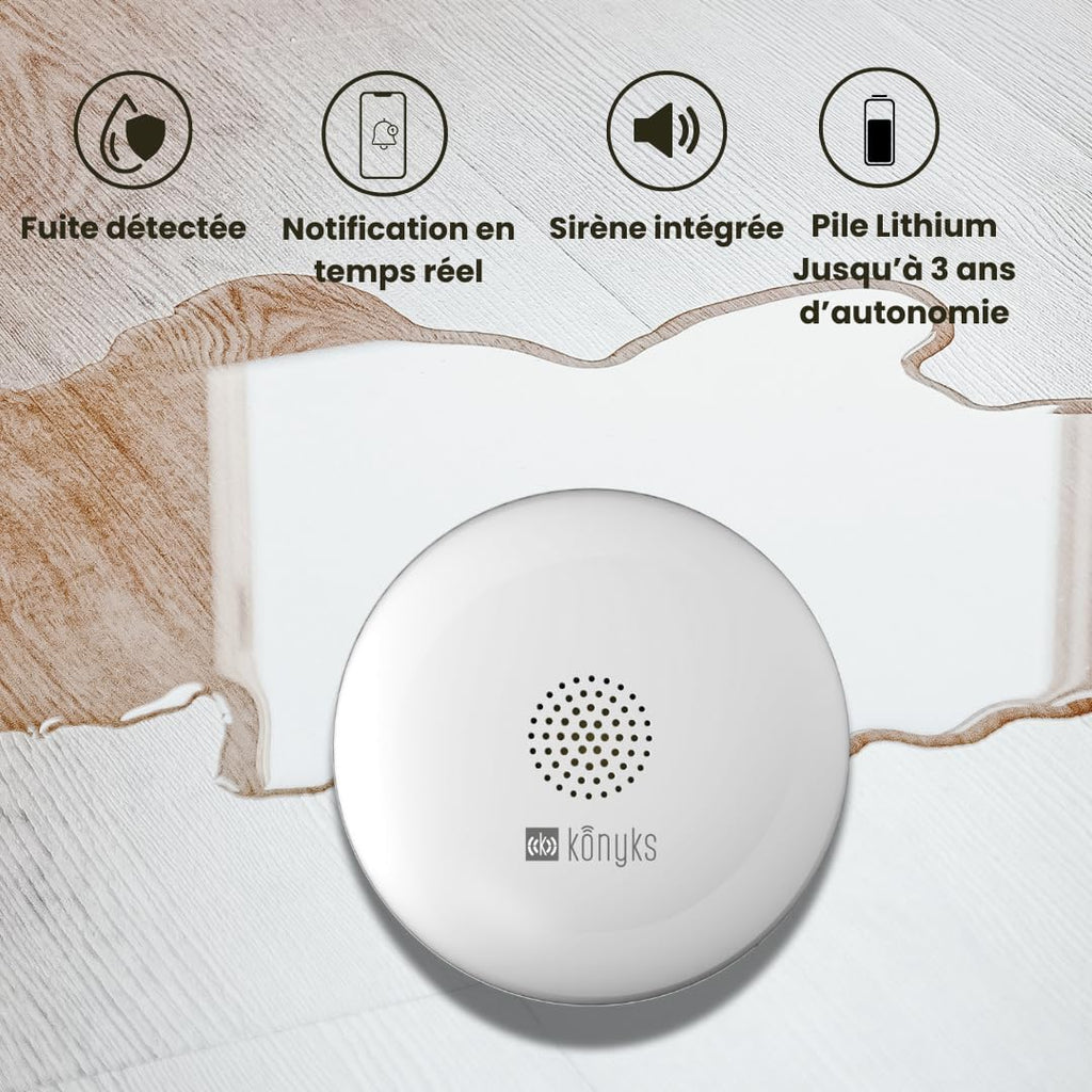 Konyks Osafe Détecteur d'inondation et fuites d'eau Wi-Fi