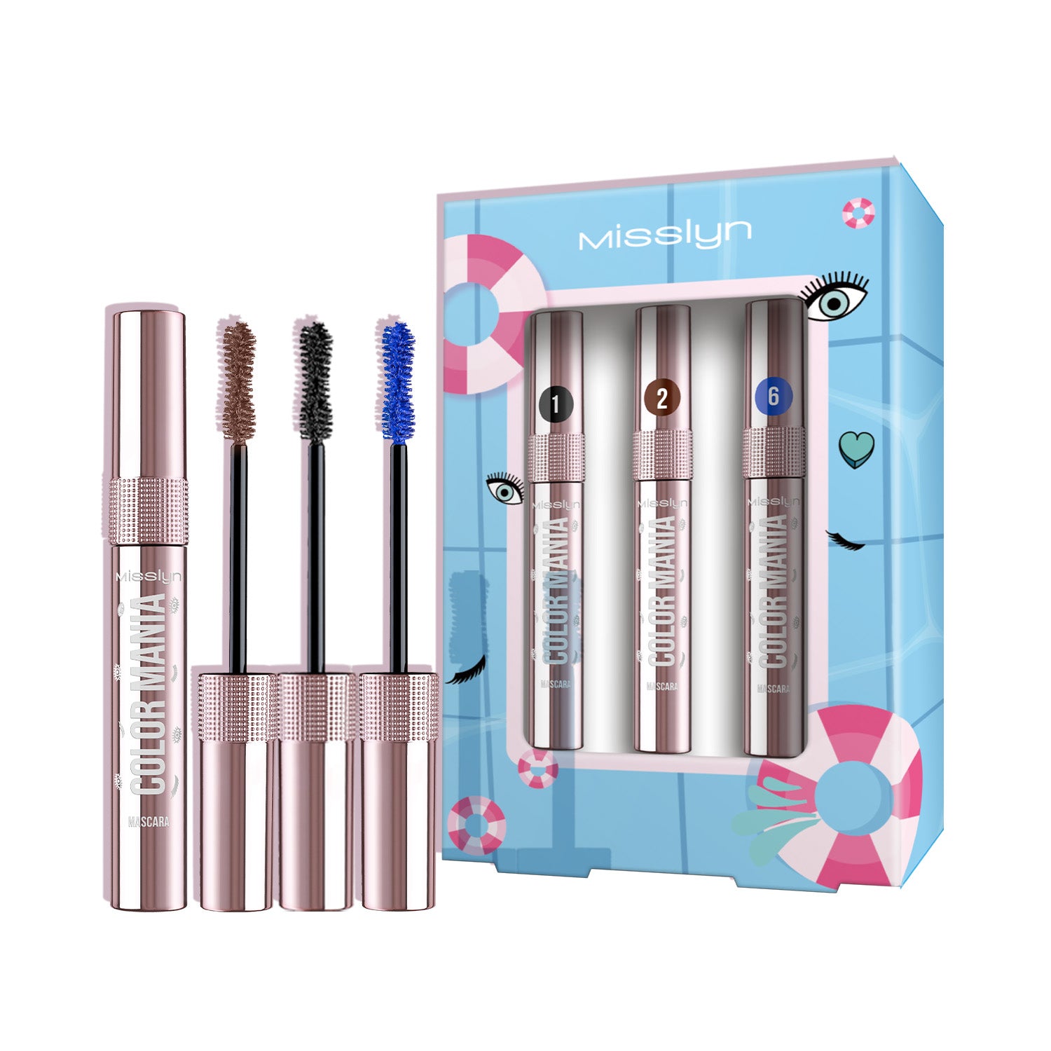 MISSLYN Color Mania Coffret de mascara noir + marron + bleu océan - n° 1