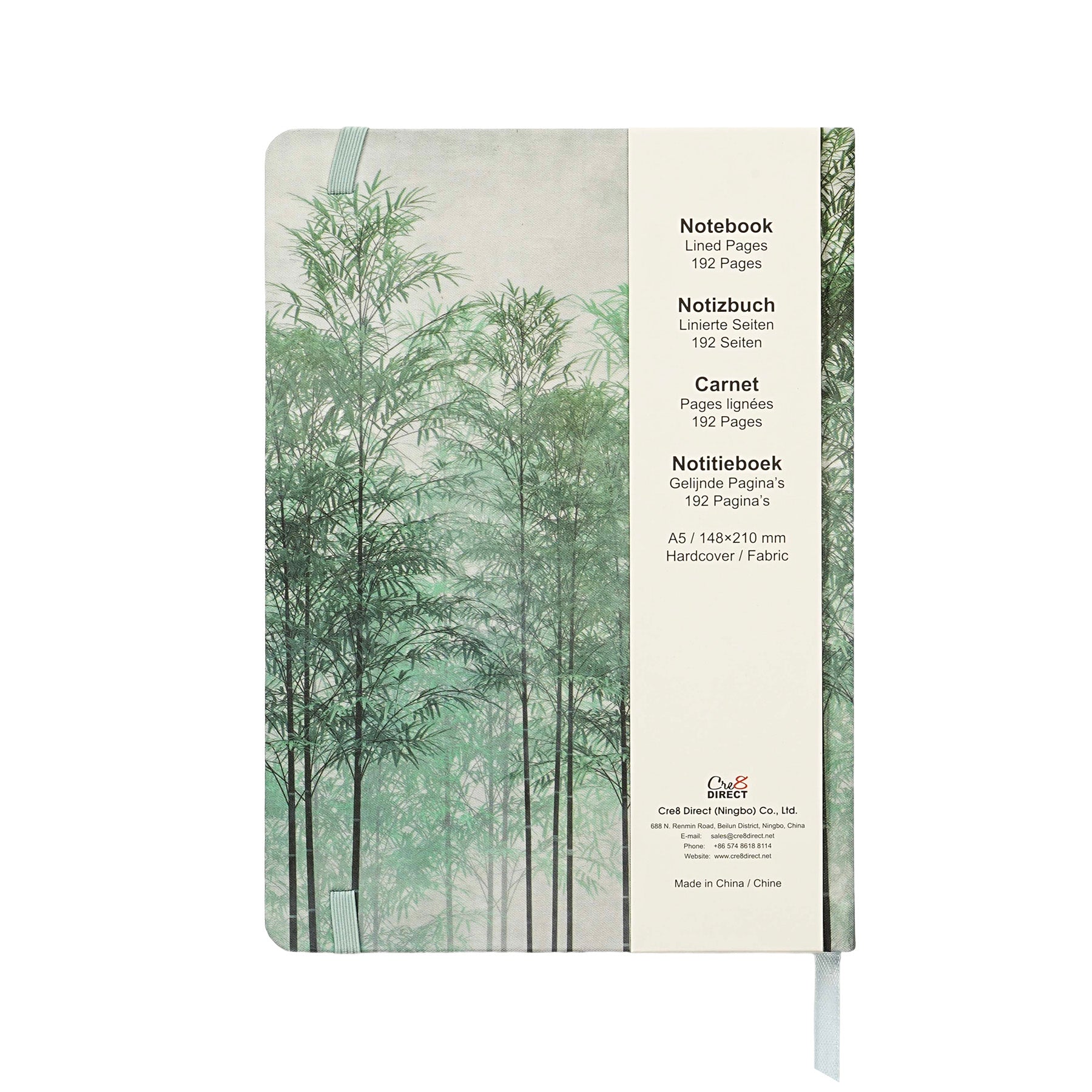 Jubiluu Carnet à couverture rigide en tissu, format A5, ligné, 96 feuilles intérieures, papier offset 100 g/m², marque‑page et élastique, coloris crème classique, pour écrire, l’école