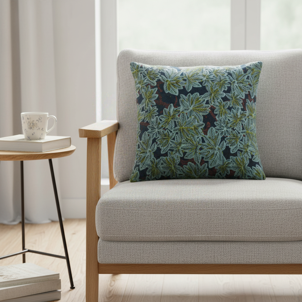 Vivaraise ARIANE HOUSSE DE COUSSIN IMPRIME PETROLE