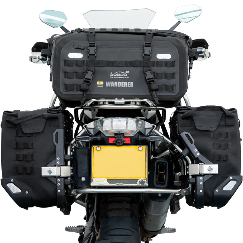 LOBOO Wanderer Sac pour arrière de moto en TPU renforcé imperméable avec sangles de sac à dos et fermeture magnétique à rabat - 50 L