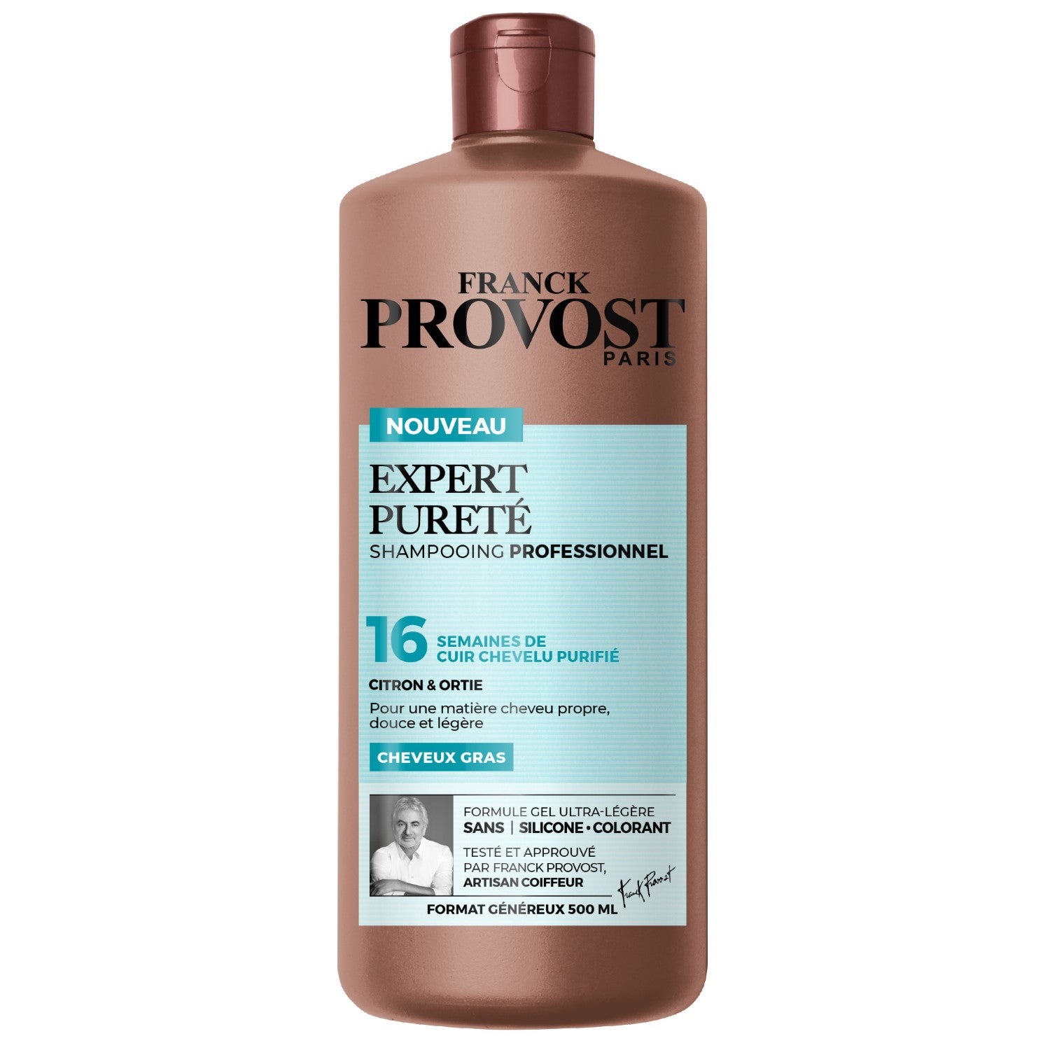 Franck Provost Expert Pureté Shampooing Professionnel Citron & Ortie Cheveux Gras Sans Silicone 500ml