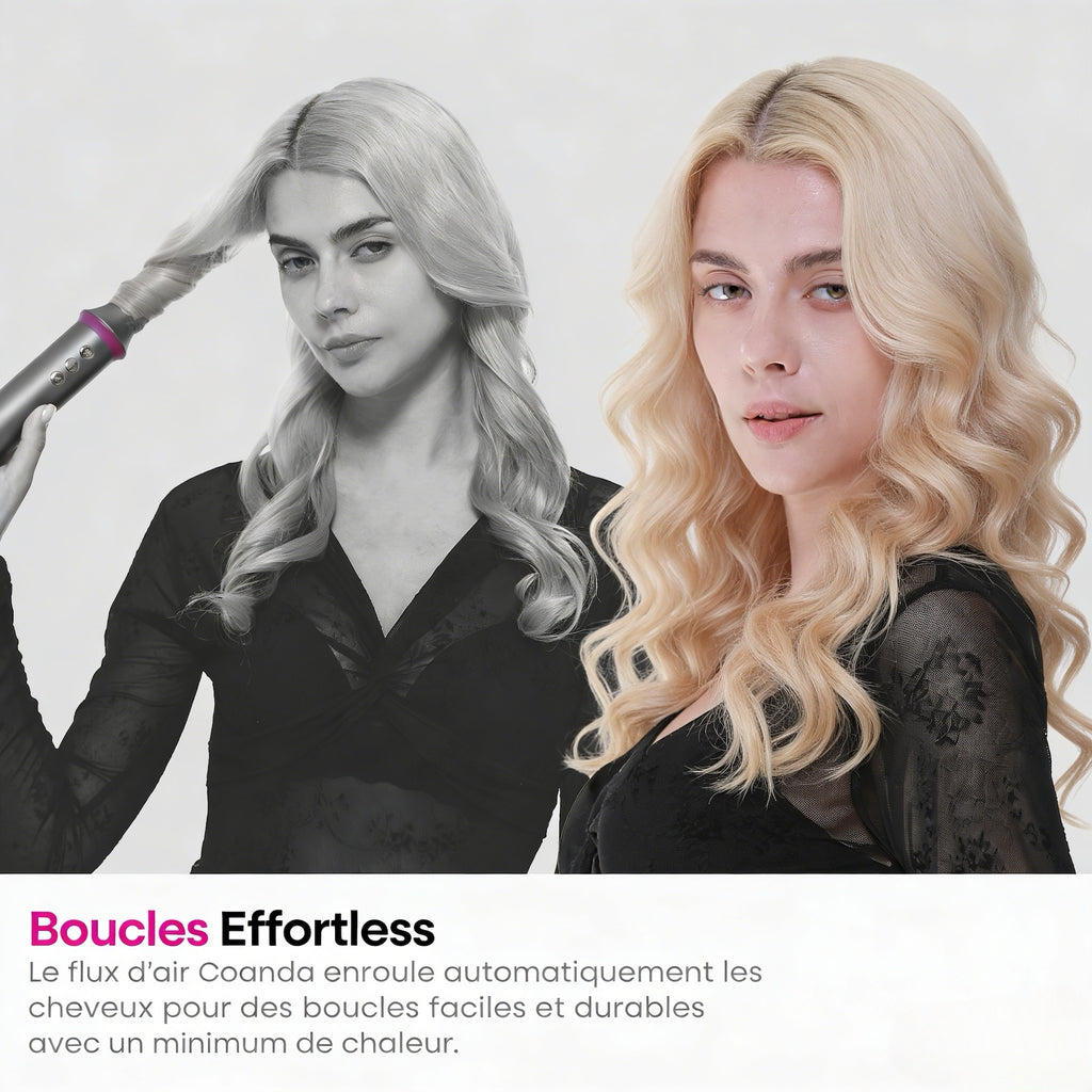 Okaydeer Air Styler avec Effet Coanda, Sèche-Cheveux Haute Vitesse 7 en 1 & Boucleur Automatique, Brosse à Air Chaud Ionique pour Séchage Rapide et Coiffage