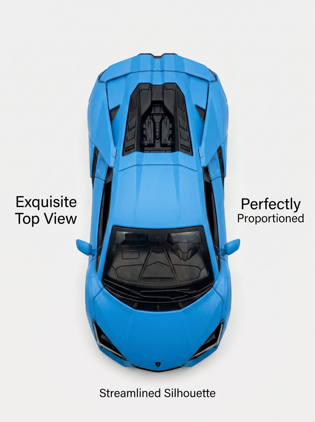 Voiture miniature 1:36 Lamborghini Revuelto, Finition bleu mat, Alliage moulé sous pression avec portes ouvrantes et action de recul, Jouet parfait pour enfants et pièce de décoration