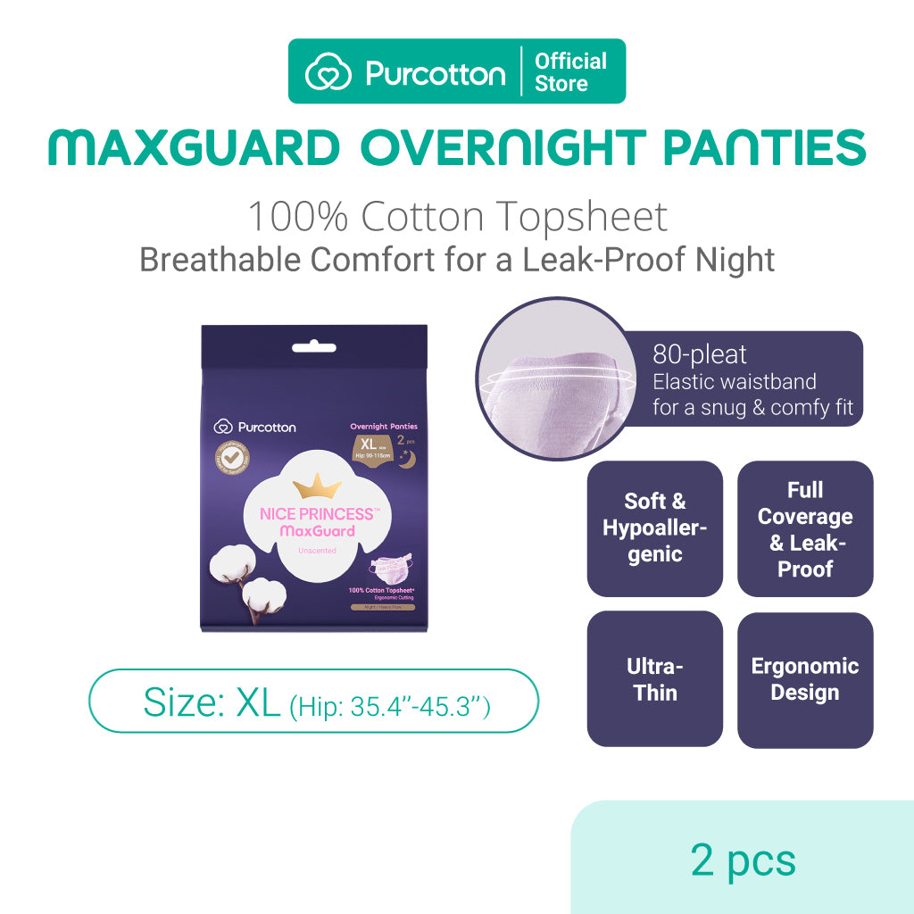 PURCOTTON NICE PRINCESS MaxGuard Couches-culottes de nuit XL Taille 2 Pièces