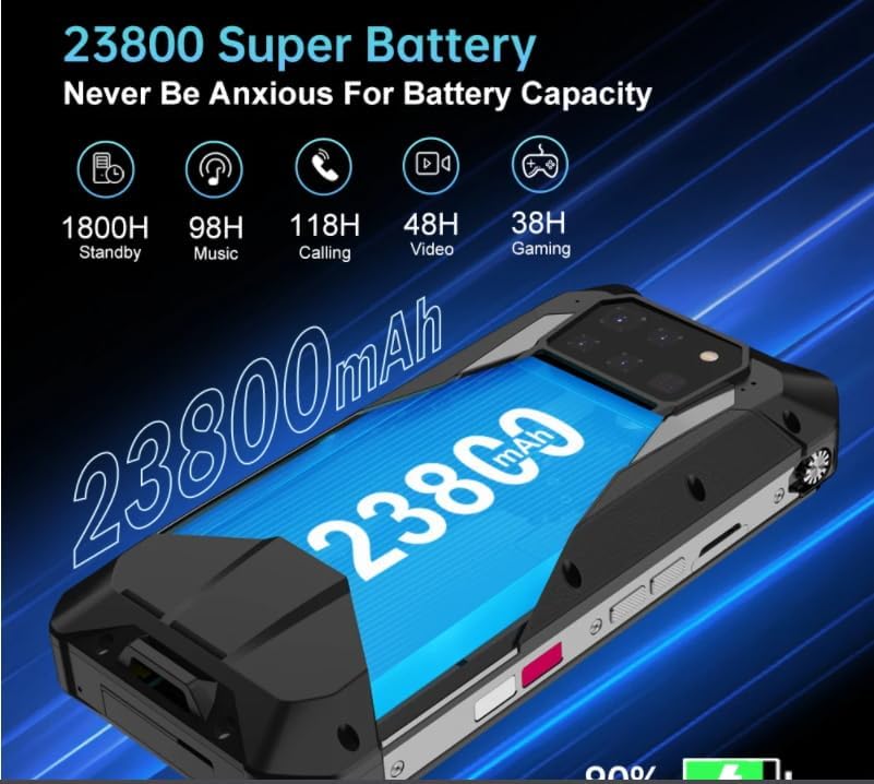 Unihertz Tank 3 Pro 5G Smartphone Projecteur Robuste, Batterie 23800 mAh, 32 Go RAM, 512 Go Stockage, MediaTek Dimensity 8200 5G, Caméra Principale 200 MP + Objectif Vision Nocturne 64 MP, Double SIM Double Veille NFC