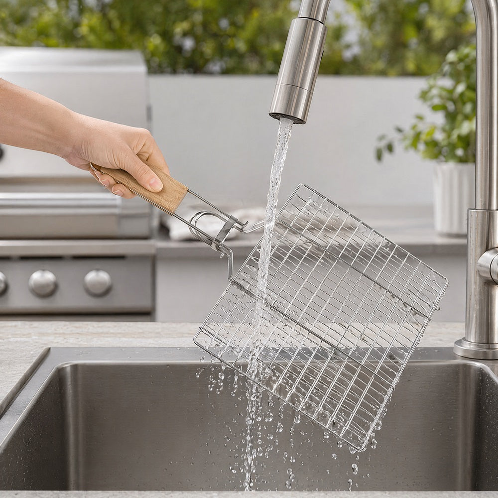 Huacan Grill pour friteuse à air, cadre en maille acier inoxydable, support de rangement multi-niveaux épaissi amovible, 1 pièce