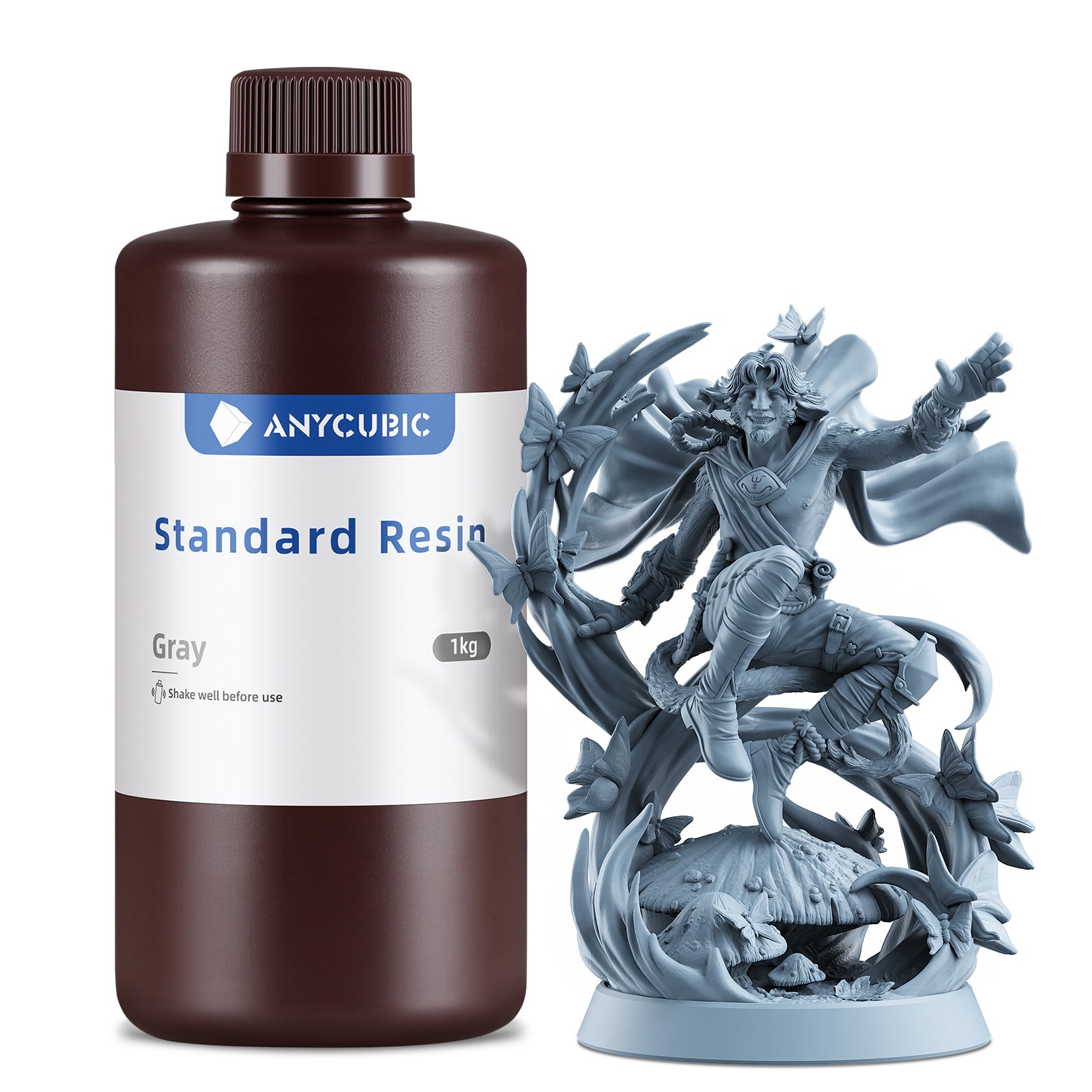 Résine Standard Anycubic 405nm UV à Durcissement Rapide pour Imprimantes 3D LCD/DLP/SLA(Gris, 1 kg)