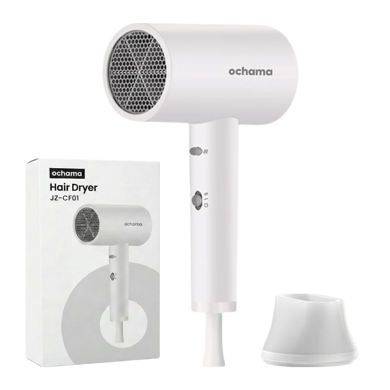 ochama sèche‑cheveux ultra‑léger, puissance 1800W, 20 000 tr/min, 480g léger, faible bruit, séchage rapide aux ions négatifs, embout fourni