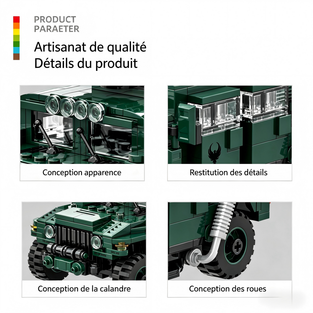WANGE M1151 Véhicule de transport d'armement amélioré 518 pièces Ensemble de blocs de construction Pour constructeurs amateurs