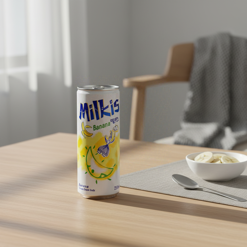 LOTTE Milkis Soda au lait pétillant saveur banane 250 ml