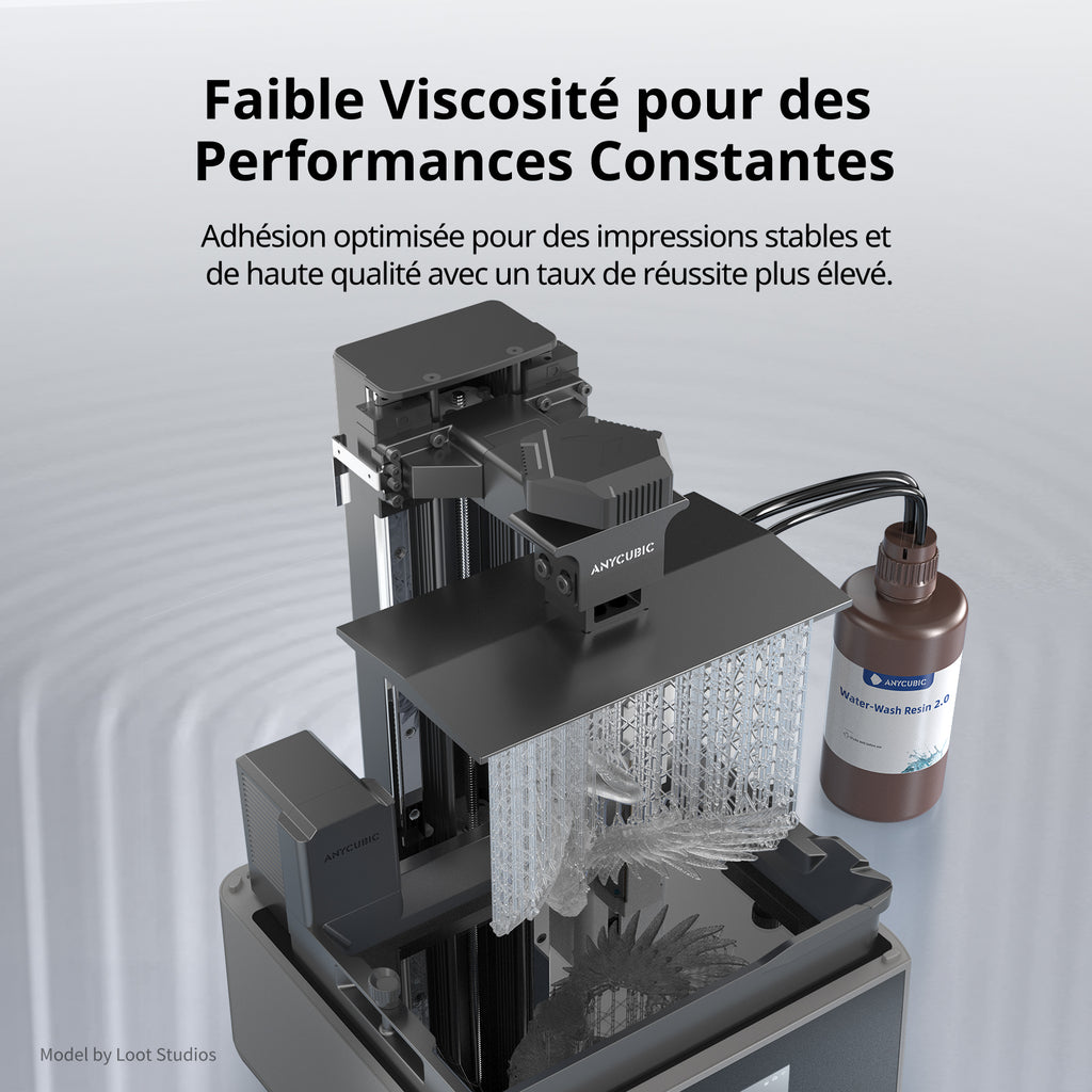 ANYCUBIC Résine Lavable à l'Eau 2.0, 405nm UV, Faible Odeur, Nettoyage Facile pour Imprimantes 3D LCD/DLP/SLA, Transparente, 1 kg