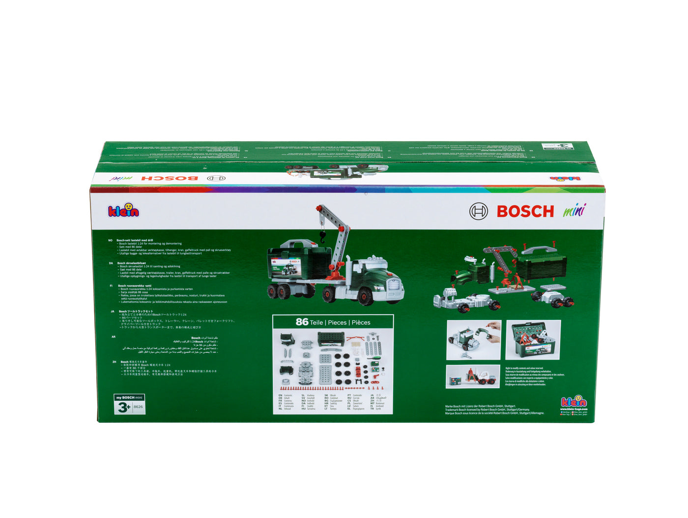 Theo Klein Bosch Camion de Construction Jouet 8630 Set de Construction avec Grue et Chariot Élévateur