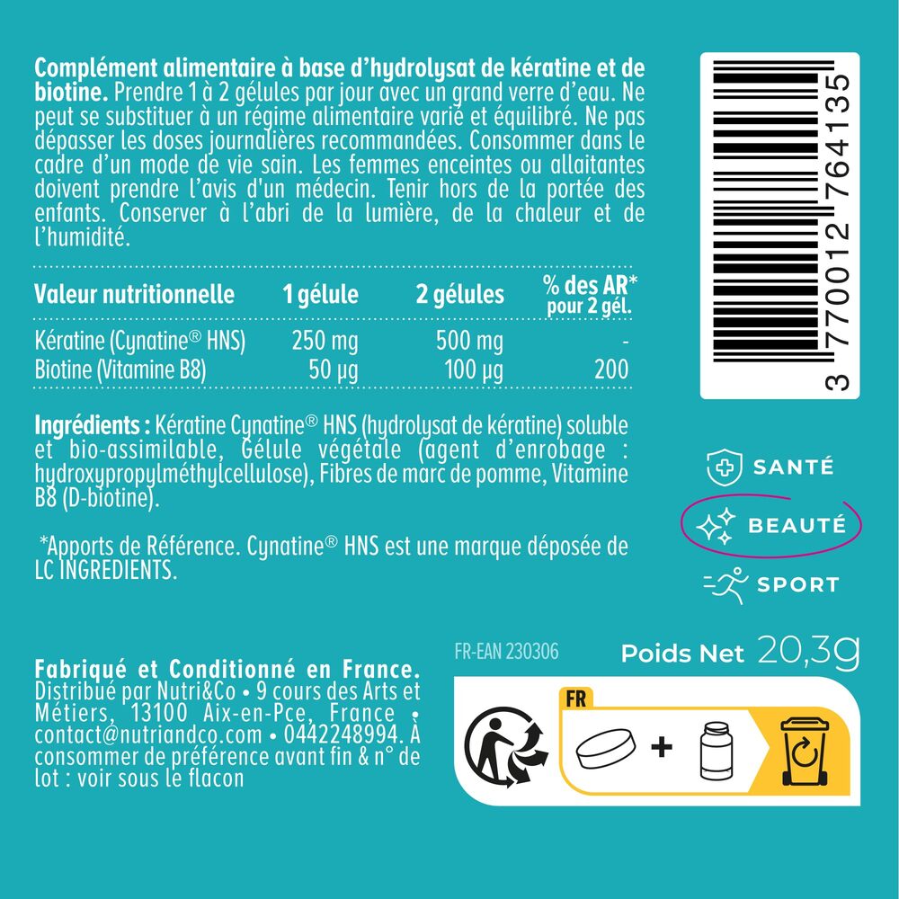 Nutri&Co Complexe Cheveux - 60 gélules